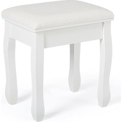 ‎Mondeer Mondeer Dressing Table Stool Painted White MDF Wood 41 x 30 x 45 cm Rose Pattern Piano Stool