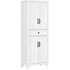 Homcom White Sideboard with 4 Doors, 2 Cupboards and 1 Middle Drawer Height 170 cm with Adjustable Shelf