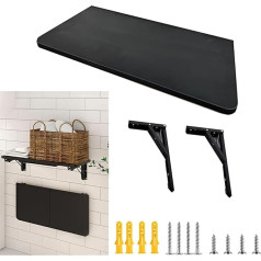 Generisch Tragbarer, faltbarer Laptop-Schreibtisch mit 3 Farboptionen für Waschküche, Zuhause, Büro, Küche und Badezimmer, wandmontierter Hängeschrank (schwarz, 120 x 40 cm)