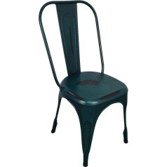 Indoortrend Retro Metal Bistro Chair, Stackable, Vintage Design, Stackable Chair with Industrial Look for Dining Room, Kitchen, Balcony, Sturdy Kitchen Chair, Used Look, Metal Chair with Backrest, Colour Green