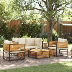 Homgoday Garden Sofa Set 5 Pieces with Cushions Solid Wood Acacia Furniture Set Sofa Bed Living Room Couch Set Sofa for Outdoor Garden Outdoor Furniture Typ3214919
