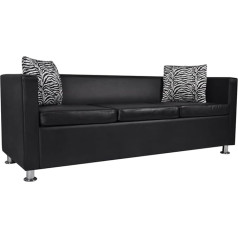 BaraSh 3 Seater Sofa Couch 2 Seater Sofa 3 Seater Comfortable Sofa Bed Sofa Bed Sofa Living Room Faux Leather Black