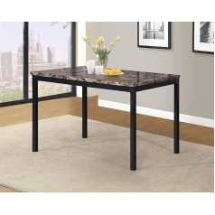 Roundhill Furniture Noyes T007 Metal Dining Table with Laminated Marble Top
