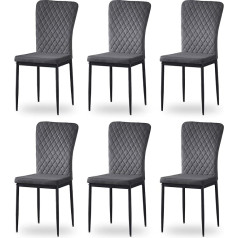 Jahecome Living Room Chairs, Dining Chairs with Velvet Cover, High Back Chrome Metal Frame and Modern Grid Design for Living Room, Dining Room, Meeting Room and Classroom (6, Grey)