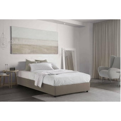 Talamo Italia - Chiara Square and Half Bed, Container Bed with Fabric Cover, 100% Made in Italy, Front Opening, Includes Mattress Cm 120x190, Turtledove