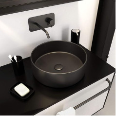 Aurlane Round Countertop Ceramic Basin - Diameter 36cm - Height 11.5cm - Roundy Dark
