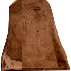 SAM Curtis Wood Board, 120 x 40 cm, Solid Acacia Wood Table Top, Walnut-Coloured, Tree Edge Board for DIY, Suitable for Worktops, Tables and Window Ledges