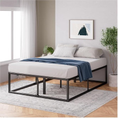 ‎Zinus Zinus Joseph Bed 160 x 200 cm - Bed Frame Height 46 cm with Under Bed Storage - Metal Bed Frame Platform with Wooden Slatted Holder - Black