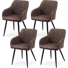 Clipop Dining Room Chairs, Set of 4, Kitchen Chairs, Faux Leather Cover, Living Room Chair, Upholstered Chairs with Armrest & Metal Legs (4, Chocolate Brown Faux Leather)