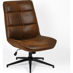 Meuble Cosy Lounge Armchair with Height-Adjustable Rocker Function Recliner Chair 360° Rotatable Upholstered Chair for Bedroom Living Room Suede Brown