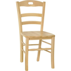 Okaffarefatto Maddaloni Chair made of solid wood, seat made of solid beech wood, fully assembled in natural colour, model Lory with round footrest with screw anchor.
