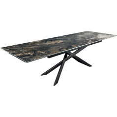 Invicta Interior riess-Ambiente Euphoria Extendable Dining Table, 180-220-260 cm, Natural Stone Ceramic, Made in Italy, Impressive Kitchen Table, Can Also Be Used as a Conference Table, Stable and