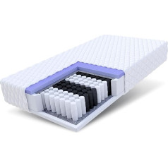 FDM Mariner Mattress 90 x 200 cm Pocket Spring Core Height 23 cm Hardness H2 H3 7 Lying Zones Oeko-Tex Suitable for Allergy Sufferers Jersey Cover Washable