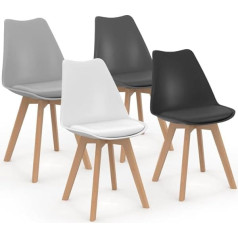 Idmarket Sara Set of 4 Chairs Dark Grey, Light Grey, White and Black