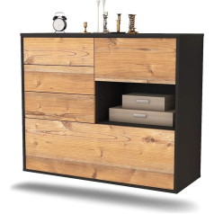 Dekati Knoxville Sideboard Hanging (92 x 77 x 35 cm) Body Anthracite Matt - Front Wood Design Pine - Push to Open