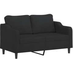 Tidyard Sofa 2-Sitzer, Loungesofa Couch mit Armlehnen Rückenkissen, Wohnzimmersofa Designsofa Metallgestell, Sitzmöbel, Modern, Schwarz 140 cm Stoff