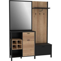 Forte HIGH ROCK Wardrobe Set with 2 Doors and 1 Drawer, Composite Wood, Black/Artisan Oak, W x H x D: 144.5 x 200 x 40.2 cm