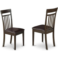 East West Furniture Capri Set of 2 Faux Leather Padded Kitchen Dining Chairs Cappuccino