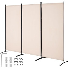 Vevor Room Divider, 3 Panels, Room Divider, 260 x 184 x 52 cm, Foldable Privacy Screen & Portable Divider for Room Separation, Freestanding Room Divider for Office, Bedroom, Study, Beige