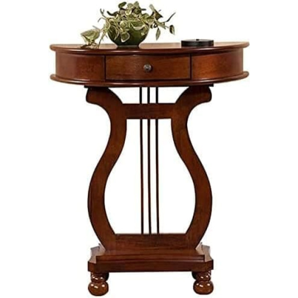 Generisch Moderner halbrunder Konsolentisch aus Holz mit rechteckigem Sockel, Kirsch-Finish, Akzenttisch für kleine Räume