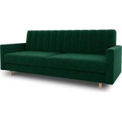 Sofnet Sara Sofa Bed with Sleep Function and Bed Box, Sofa Bed with Wave Spring, Sofa Bed with Wooden Feet, Couch from Manufacturer, Couch Set, Velour (Green (Kronos 19))