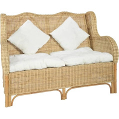 Junzai 2 Seater Sofa, Couch for Living Room, for Flats, Couch with Sleep Function, Lounge Sofa, Sofas & Couches, Relaxing Sofa, Natural Rattan and Linen