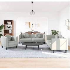 Somanki 3209247 3-Piece Sofa Set with Cushions Light Grey Velvet, Lounge Sofa, Sofas & Couches, Relax Sofa, Couch for Living Room, 3209247