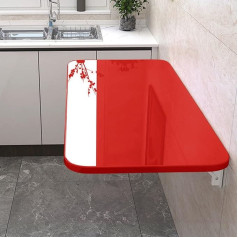 Generisch Wall Mounted Folding Table Laundry Room Kitchen Space Saving Floating Desk Workbench with Fold-Down Design (Red, Small Size)