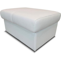 Quattro Meble White Genuine Leather Stool with Storage Space Stool Cowhide Seat Cube 75 x 55 cm Footstool Upholstered Stool Real Leather Puff