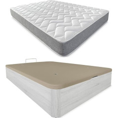 ‎Duérmete Online DUÉRMETE ONLINE Memory Foam Mattress + Box Spring Bed Large Capacity Fleece 150 x 190 cm Polyurethane Wood PU 150 x 190 cm