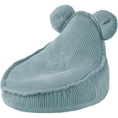 Misioo Huggy Bear Bean Bag for Children, Children's Chair, Velvet Pouf Made of Corduroy, Ideal for the Children's Room, Easy to Wash, Light and Elegant, 68 x 45 cm, Blue