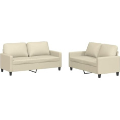 Vidaxl Sofa Set 2-Piece Armchair Couch with Cushion, Sofa Living Room Sofa with Armrests, Couch Set, Designer Sofa, Seating Furniture, Upholstered Furniture, Cream Faux Leather