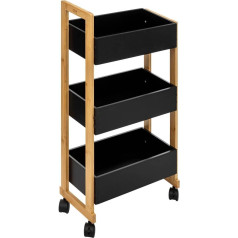 5 Five Simply Smart 5five - Serving Trolley 3 Levels with Wheels Naturéo Acacia Black