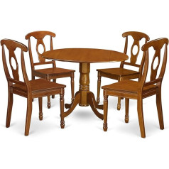East West Furniture East West Möbel DLNA5-SBR-W Wood Seat Brown