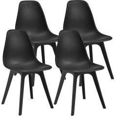 [En.casa] Brevik Design Chairs 83 x 54 x 48 cm Black Plastic Scandinavian with Floor Protectors Pack of 4