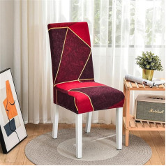 Universal Chair Covers Set Chair Cover Seat Stretch Protector Treer Geometry Removable Washable Stretch Chair Covers for Chair Dining Room Party Banquet Chair Decoration (Red, Set of 6)