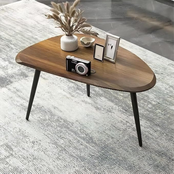 Generisch Mid Century Modern Small Oval Coffee Table for Living Room Home Office Walnut Nesting Tables Middle Table Modern Sofa Table Side Tables for Cafes L 79x41cm