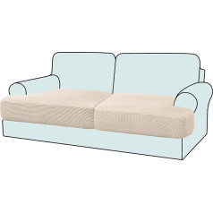 ‎Gamukai GAMUKAI Set of 2 Stretch T Cushion Sofa Protective Covers Single Sofa Cushion Covers for 2 Cushions Couch Seat Cushion Cover (2, Natural)