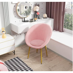 Chleby Elegant Dining Room Chairs, Kitchen Chair, Upholstered Chair, Lounge Chair with Metal Legs, Dressing Chair, Velvet Dining Room Chair, Living Room Chair, Armchair with Armrests, Pink