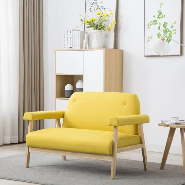 Klyeon 2-Sitzer-Sofa Stoff Gelb,Gelbes ZweisitzerSofa Gemütlich und stylisch für Ihr Wohnzimmer Wohnzimmer, Sofas