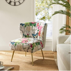 Fabrication Haus Kitchen Chair, Dressing Table Armchair, Dining Room Chairs, Padded Kitchen Chair, Upholstered Chair, Make-Up Chair Made of Fabric with Metal Legs for Dining Room, Living Room &
