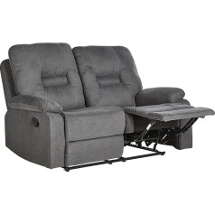 Beliani Bergen II 2-Seater Sofa with Reclining Function Dark Grey Fabric Manual Adjustable