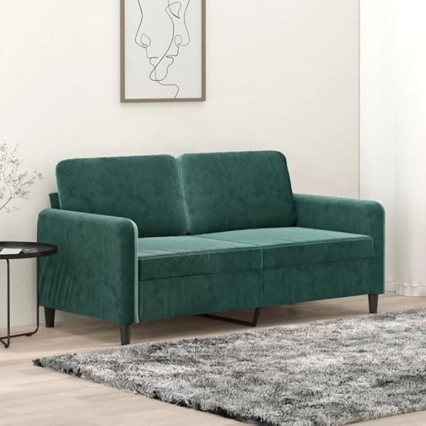 Xichuzi 359444 2-Seater Sofa, Dark Green, 140 cm, Velvet, Lounge Sofa, Sofas & Couches, Relax Sofa, Couch for Living Room, 140 cm