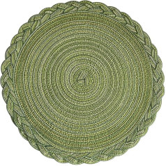 Amdxd Tischsets Abwaschbar Rund 4er Set, Polyester Platzsets Abwaschbar Blumen Gewebt Muster Anti-Rutsch, Tischmatte Weihnachten Grün für Küche Hause Restaurant, 38CM