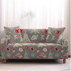 Surwin Matsuba Elastic Sofa Throws 1 2 3 4 Seater 3D Christmas Pattern Sofa Cover Stretch Protective Cover Universal Sofa Cover for Armrests Sofa Cover Couch Cover (3 Seater (190-230 cm)