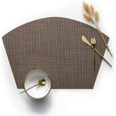 Mesnt Place Mats Set of 4 Leather Sector Stain-Resistant Wrinkle Resistant Place Mats for Kitchen, Home, Restaurant, Dining Table, 45 x 30 cm, Coffee