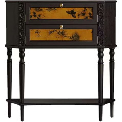 Generisch Narrow Wooden Console Table with 2 Drawers and Storage Shelf, Modern Black Entrance Furniture for Living Room and Hallway