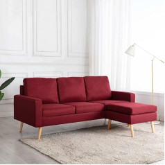 Musevane 3 Seater Sofa with Stool Wine Red Fabric