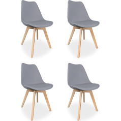 Homey , Sena Scandinavian Upholstered Chairs for Kitchen, Living Room or Dining Room, Wooden Legs, Practical and Functional, Easy Assembly, Grey