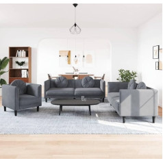 Homgoday 3-Piece Sofa Set with Cushion Sofa Couch Living Room Sofa with Armrests Lounge Sofa Couch Set Designer Sofa Seat Furniture Upholstered Furniture for Living Room Office Dark Grey Velvet